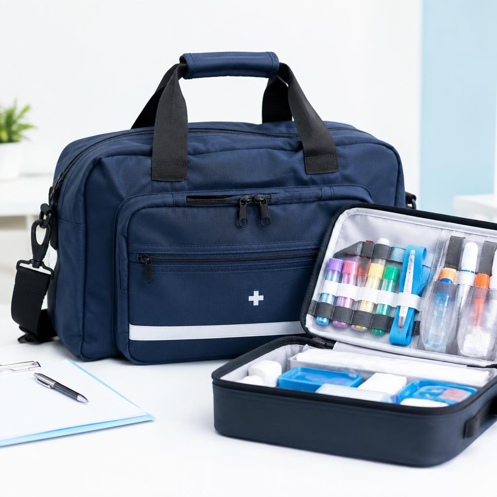 Mobile nursing kit packed and ready for a home visit
